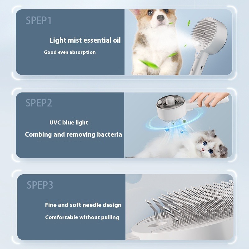 Self Cleaning Steam Pet Brush for Dogs and Cats Hair Removal - Image 3